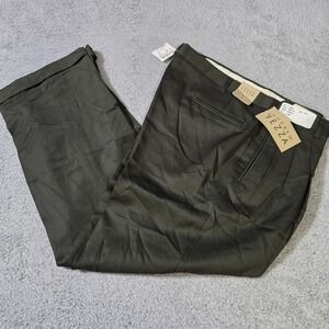 Andrew Fezza Mens 36x30 Dress Pants Olive Green 100% Worsted Wool Triple Pleated